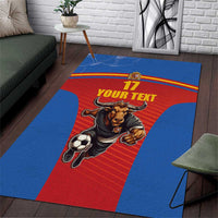 Custom Spain Football Go Champions Area Rug Sporty Style with Bull Mascot