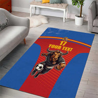 Custom Spain Football Go Champions Area Rug Sporty Style with Bull Mascot