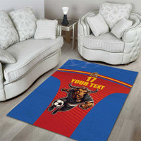 Custom Spain Football Go Champions Area Rug Sporty Style with Bull Mascot