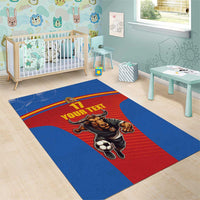 Custom Spain Football Go Champions Area Rug Sporty Style with Bull Mascot