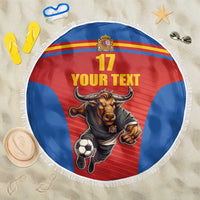 Custom Spain Football Go Champions Beach Blanket Sporty Style with Bull Mascot