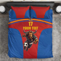 Custom Spain Football Go Champions Bedding Set Sporty Style with Bull Mascot