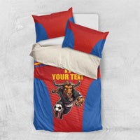 Custom Spain Football Go Champions Bedding Set Sporty Style with Bull Mascot