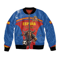 Custom Spain Football Go Champions Bomber Jacket Sporty Style with Bull Mascot