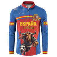 Custom Spain Football Go Champions Button Sweatshirt Sporty Style with Bull Mascot