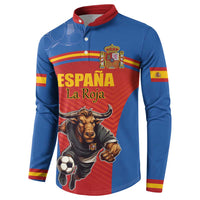 Custom Spain Football Go Champions Button Sweatshirt Sporty Style with Bull Mascot