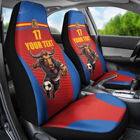 Custom Spain Football Go Champions Car Seat Cover Sporty Style with Bull Mascot