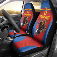 Custom Spain Football Go Champions Car Seat Cover Sporty Style with Bull Mascot