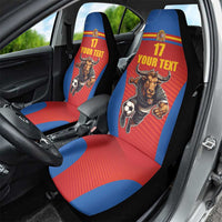 Custom Spain Football Go Champions Car Seat Cover Sporty Style with Bull Mascot