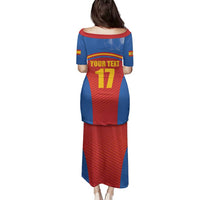 Custom Spain Football Go Champions Family Matching Puletasi and Hawaiian Shirt Sporty Style with Bull Mascot