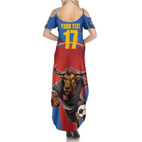 Custom Spain Football Go Champions Family Matching Summer Maxi Dress and Hawaiian Shirt Sporty Style with Bull Mascot