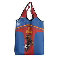 Custom Spain Football Go Champions Grocery Bag Sporty Style with Bull Mascot