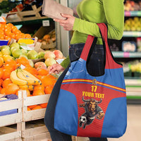 Custom Spain Football Go Champions Grocery Bag Sporty Style with Bull Mascot