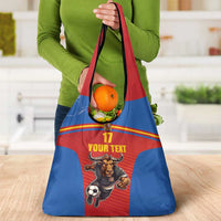 Custom Spain Football Go Champions Grocery Bag Sporty Style with Bull Mascot