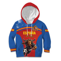 Custom Spain Football Go Champions Kid Hoodie Sporty Style with Bull Mascot