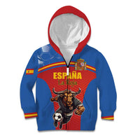 Custom Spain Football Go Champions Kid Hoodie Sporty Style with Bull Mascot