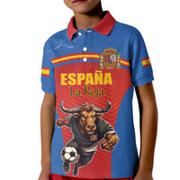 Custom Spain Football Go Champions Kid Polo Shirt Sporty Style with Bull Mascot