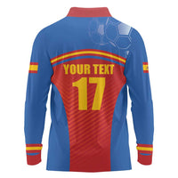 Custom Spain Football Go Champions Long Sleeve Polo Shirt Sporty Style with Bull Mascot