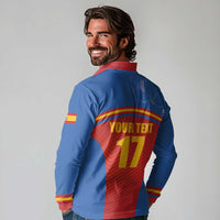 Custom Spain Football Go Champions Long Sleeve Polo Shirt Sporty Style with Bull Mascot