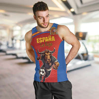Custom Spain Football Go Champions Men Tank Top Sporty Style with Bull Mascot