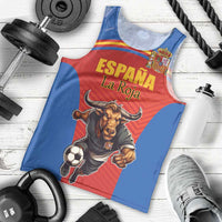Custom Spain Football Go Champions Men Tank Top Sporty Style with Bull Mascot