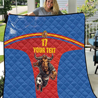 Custom Spain Football Go Champions Quilt Sporty Style with Bull Mascot