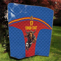 Custom Spain Football Go Champions Quilt Sporty Style with Bull Mascot