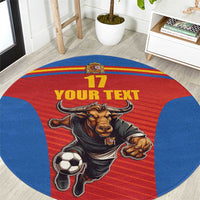 Custom Spain Football Go Champions Round Carpet Sporty Style with Bull Mascot