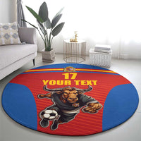 Custom Spain Football Go Champions Round Carpet Sporty Style with Bull Mascot