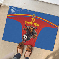 Custom Spain Football Go Champions Rubber Doormat Sporty Style with Bull Mascot
