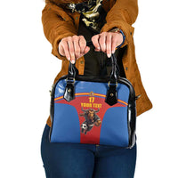 Custom Spain Football Go Champions Shoulder Handbag Sporty Style with Bull Mascot