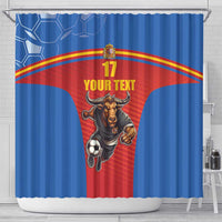 Custom Spain Football Go Champions Shower Curtain Sporty Style with Bull Mascot