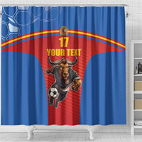 Custom Spain Football Go Champions Shower Curtain Sporty Style with Bull Mascot