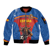 Custom Spain Football Go Champions Sleeve Zip Bomber Jacket Sporty Style with Bull Mascot