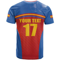 Custom Spain Football Go Champions T Shirt Sporty Style with Bull Mascot