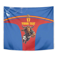 Custom Spain Football Go Champions Tapestry Sporty Style with Bull Mascot