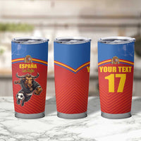 Custom Spain Football Go Champions Tumbler Cup Sporty Style with Bull Mascot