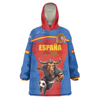 Custom Spain Football Go Champions Wearable Blanket Hoodie Sporty Style with Bull Mascot