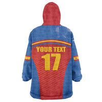 Custom Spain Football Go Champions Wearable Blanket Hoodie Sporty Style with Bull Mascot