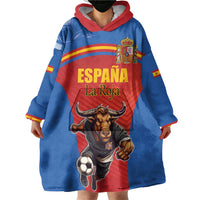 Custom Spain Football Go Champions Wearable Blanket Hoodie Sporty Style with Bull Mascot