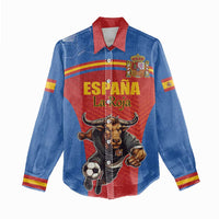 Custom Spain Football Go Champions Women Casual Shirt Sporty Style with Bull Mascot
