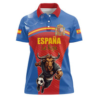 Custom Spain Football Go Champions Women Polo Shirt Sporty Style with Bull Mascot