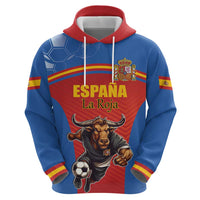 Custom Spain Football Go Champions Zip Hoodie Sporty Style with Bull Mascot