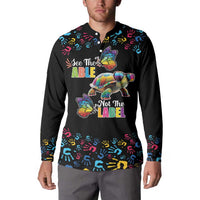 Autism Awareness Month Neurodiversity Button Sweatshirt 2nd April See The Able Not The Label