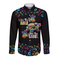 Autism Awareness Month Neurodiversity Long Sleeve Button Shirt 2nd April See The Able Not The Label