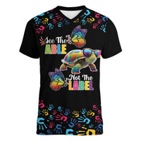 Autism Awareness Month Neurodiversity Women V-Neck T-Shirt 2nd April See The Able Not The Label