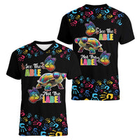 Autism Awareness Month Neurodiversity Women V-Neck T-Shirt 2nd April See The Able Not The Label