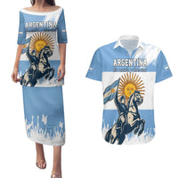 Personalized Argentina Flag Day 20th June Couples Matching Puletasi and Hawaiian Shirt Manuel Belgrano