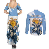 Personalized Argentina Flag Day 20th June Couples Matching Summer Maxi Dress and Long Sleeve Button Shirt Manuel Belgrano