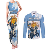 Personalized Argentina Flag Day 20th June Couples Matching Tank Maxi Dress and Long Sleeve Button Shirt Manuel Belgrano